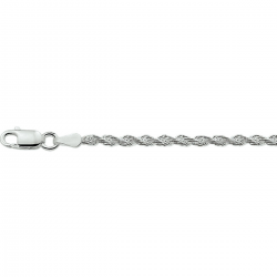 Zilveren armband met koord schakel. De schakelbreedte is 2.5mm. - 10886