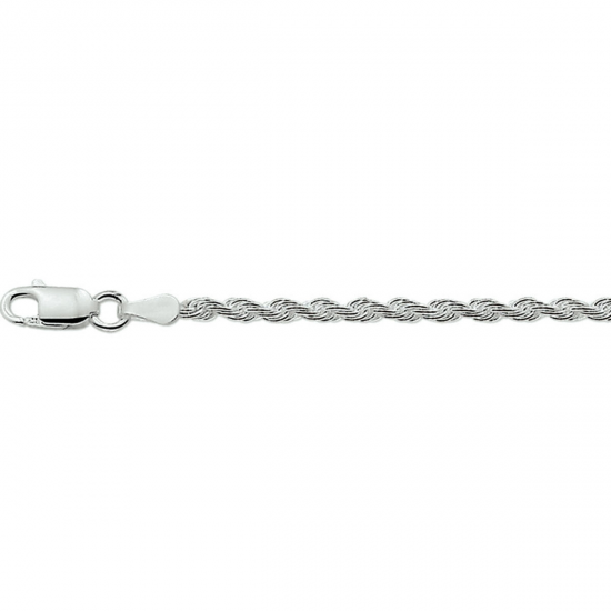 Zilveren armband met koord schakel. De schakelbreedte is 2.5mm. - 10886