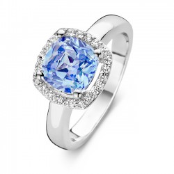 Rosa Di Luca zilveren ring met blauwe zirkonia. - 22071