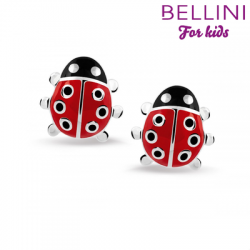Bellini zilveren oorstekers met o.l.b. zwart/rood - 22611