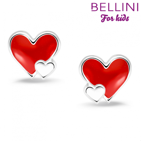 Bellini zilv. oorsteker hart rood - 22675
