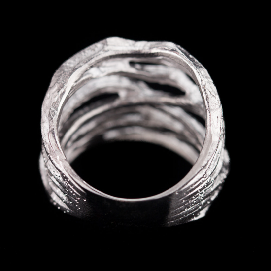 Magnifiek vormgegeven gediamanteerde ring van sterling zilver - 23215