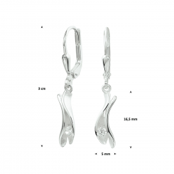 Zilveren oorhangers zirkonia, met brisur haak. - 23029