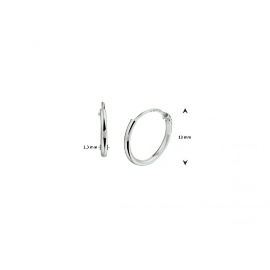 Zilveren oorringen met een ronde buis en een scharnier-sluiting. - 21781