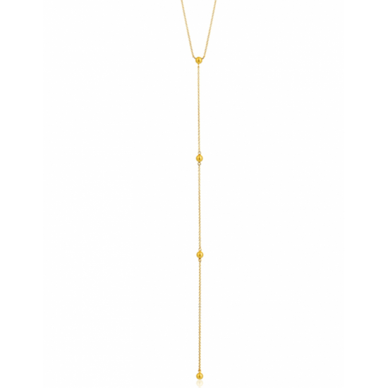 Gold plated modern Beaded Y Necklace - 23381
