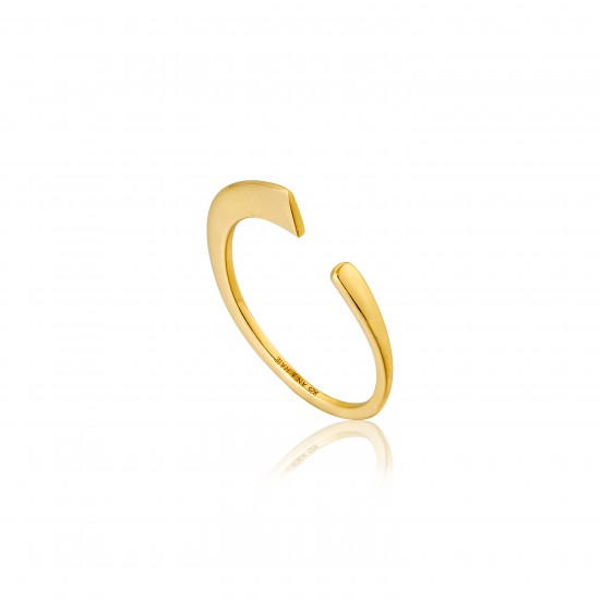 Gold plated Geometry Curved Adjustable ring - 23406