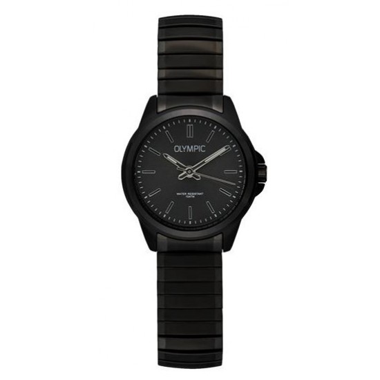 Olympic dames horloge zwart/ zwarte rekband - 23805