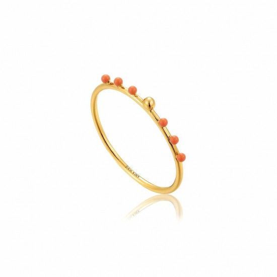 Gold plated Dotted Small Ball Ring - 23413