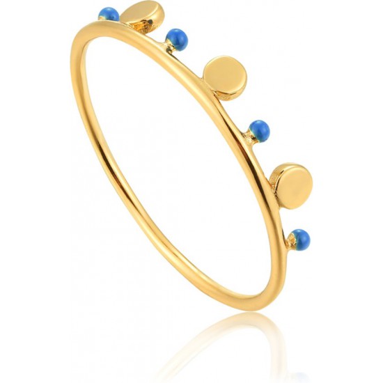 Gold plated Dotted Triple Disc Ring - 23414