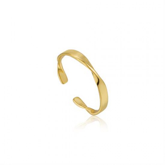 Gold plated helix Thin Adjustable ring - 23424