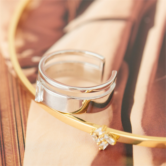 Glow wide Adjustable zilveren ring - 23636