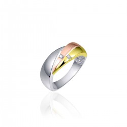 Gisser Jewels bi color zilveren ring met zirkonia - 23480
