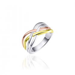 Gisser zilveren ring Ring tri color plated - 23488