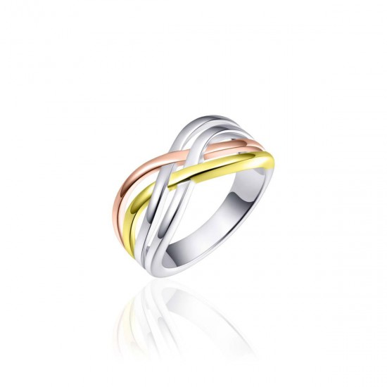 Gisser zilveren ring Ring tri color plated - 23488