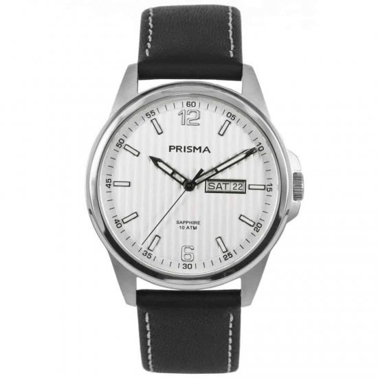 Prisma horloge Heren Edelstaal saffierglas 10 ATM - 23579