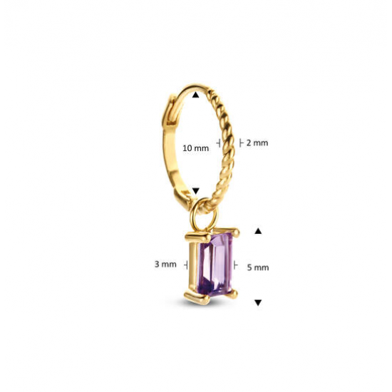 Jackie Medina Amethist Single Earring 585 geelgoud - 24936