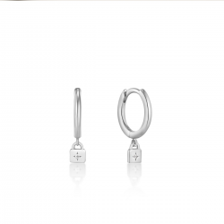 Silv. padlock Huggie Hoop Earring S - 24945