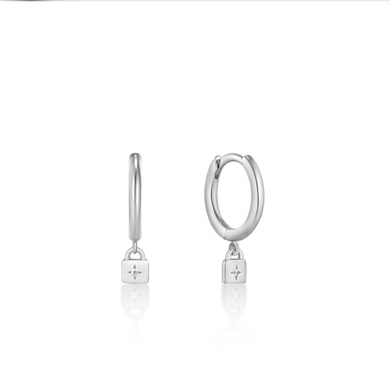 Silv. padlock Huggie Hoop Earring S - 24945