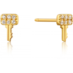 Gold key sparkle Stud Earring S - 24953