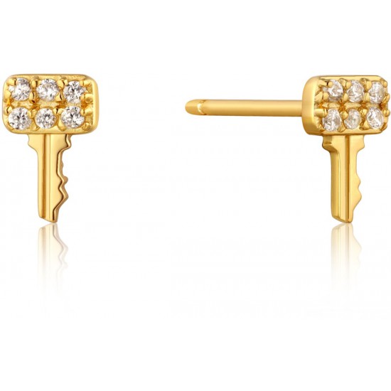 Gold key sparkle Stud Earring S - 24953