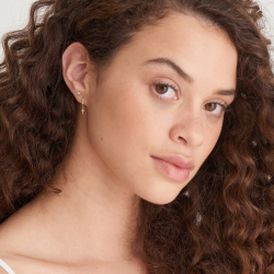 Gold key sparkle Stud Earring S - 24953