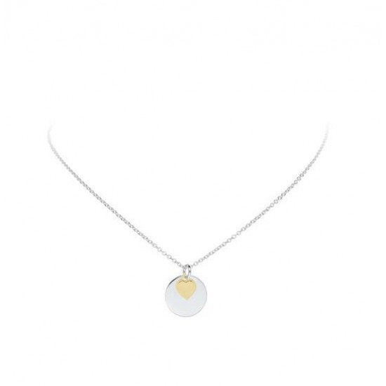 Zilveren collier Hartje Gold plated en Disc zilver - 24993