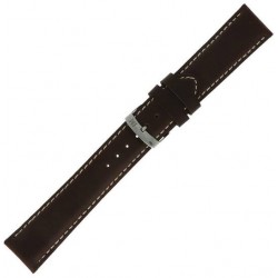 Morelatto lederen horlogeband glad gestikt, kleur donkerbruin. 20mm - 24628