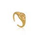 Gold plated Emblem Ajustable Signet Ring - 23419