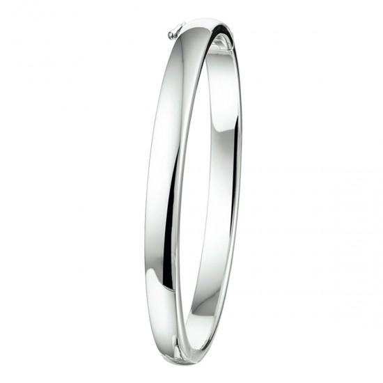 Zilveren bangle, scharnier, 6 mm bolle buis. Diameter 60mm - 25044