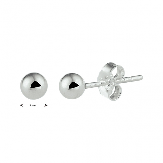 Zilv. oorst. bol 4mm. - 20667