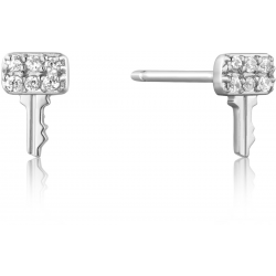 Silver Key Sparkle Stud earring S - 24952