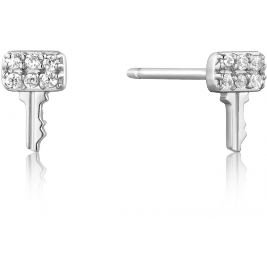 Silver Key Sparkle Stud earring S - 24952