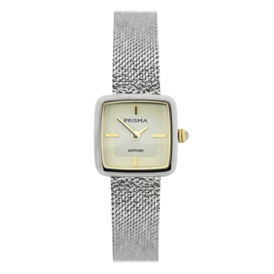 Prisma horloge Dolce Square bicolor saffierglas 5 ATM - 24862