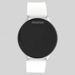 Smartwatch OOzoo met witte kunststof band zilver kleurige kast - 24230