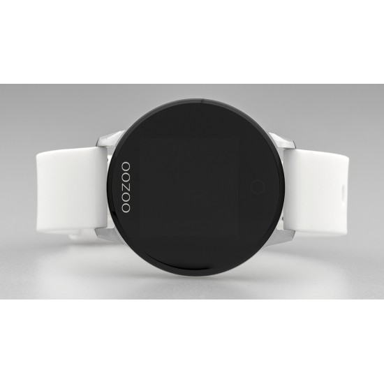 Smartwatch OOzoo met witte kunststof band zilver kleurige kast - 24230