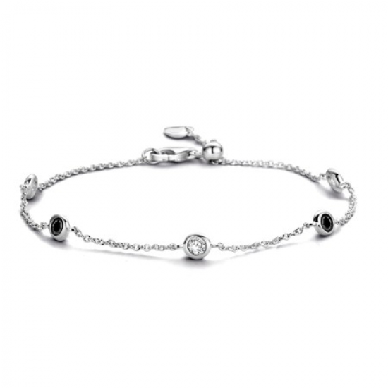 Rosa Di Luca zilveren armband zirkonia wit zwart - 24965