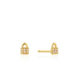 Under lock and key stud Earrings Goud op zilver - 24963