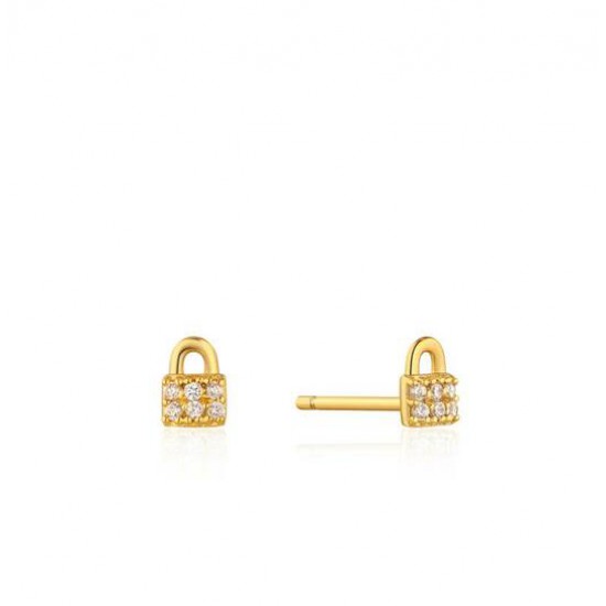 Under lock and key stud Earrings Goud op zilver - 24963