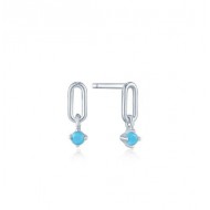 Silver Turquoise Link Stud Ear S - 25131