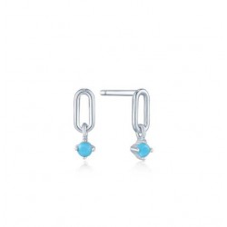 Silver Turquoise Link Stud Ear S - 25131