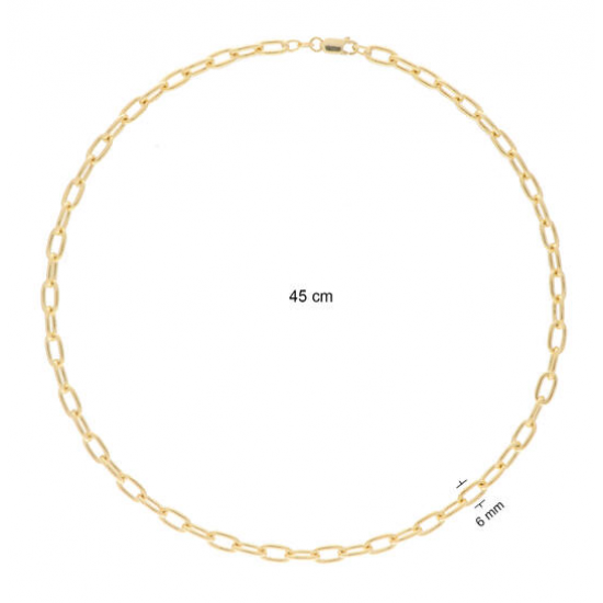 Schakelcollier, zilver verguld. Lengte 45cm. - 25240