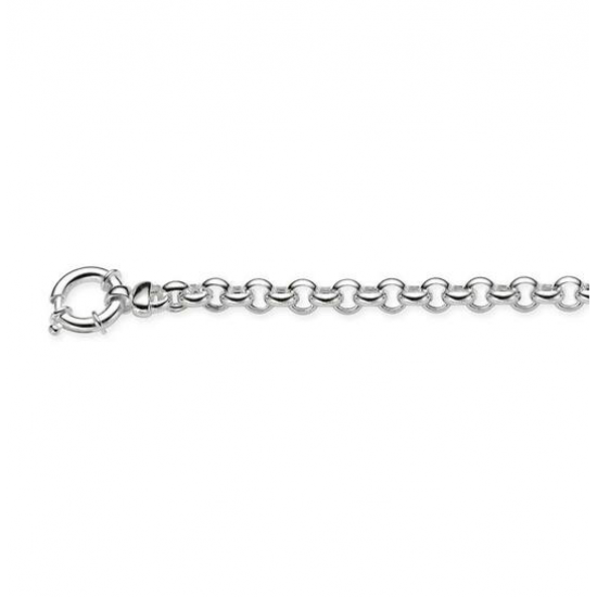 Zilveren schakelcollier Jasseron 7mm. lengte 45cm. - 25228