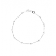 Zilveren schakelarmband Anker, Blokjes en balletjes. 1.4mm.17cm - 25255