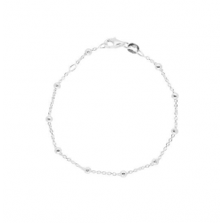 Zilveren schakelarmband Anker, Blokjes en balletjes. 1.4mm.17cm - 25255