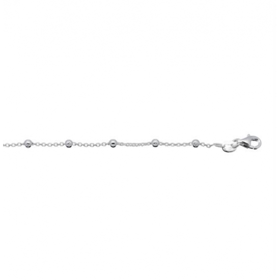 Zilveren schakelarmband Anker, Blokjes en balletjes. 1.4mm.17cm - 25255