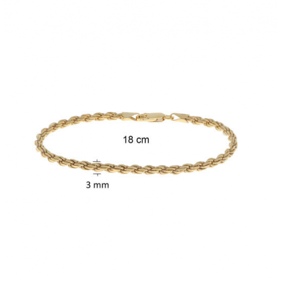 Glow Schakelarmband goud op zilver, fantasieschakel, lengte 18cm - 25276