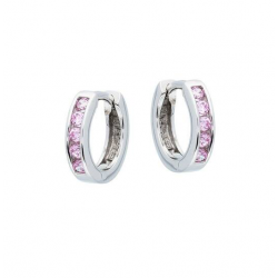 Kinder oorringen Roze CZ 2,7x12mm zilver,925 - 25351