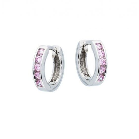 Kinder oorringen Roze CZ 2,7x12mm zilver,925 - 25351