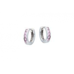 Kinder oorringen Roze CZ 2,7x12mm zilver,925 - 25351