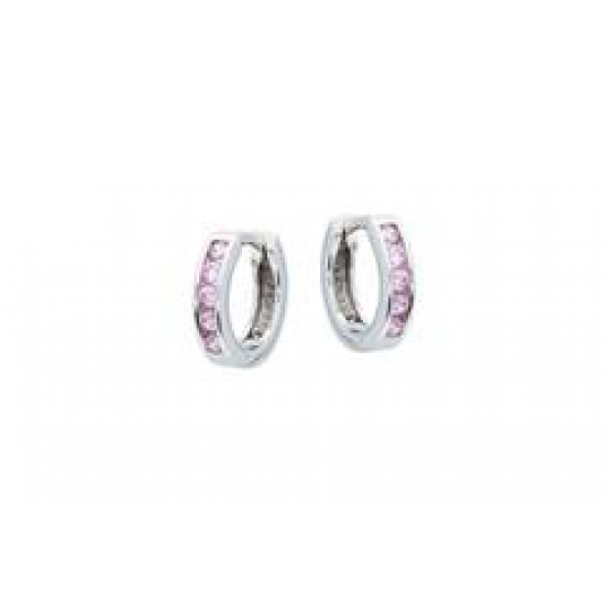 Kinder oorringen Roze CZ 2,7x12mm zilver,925 - 25351